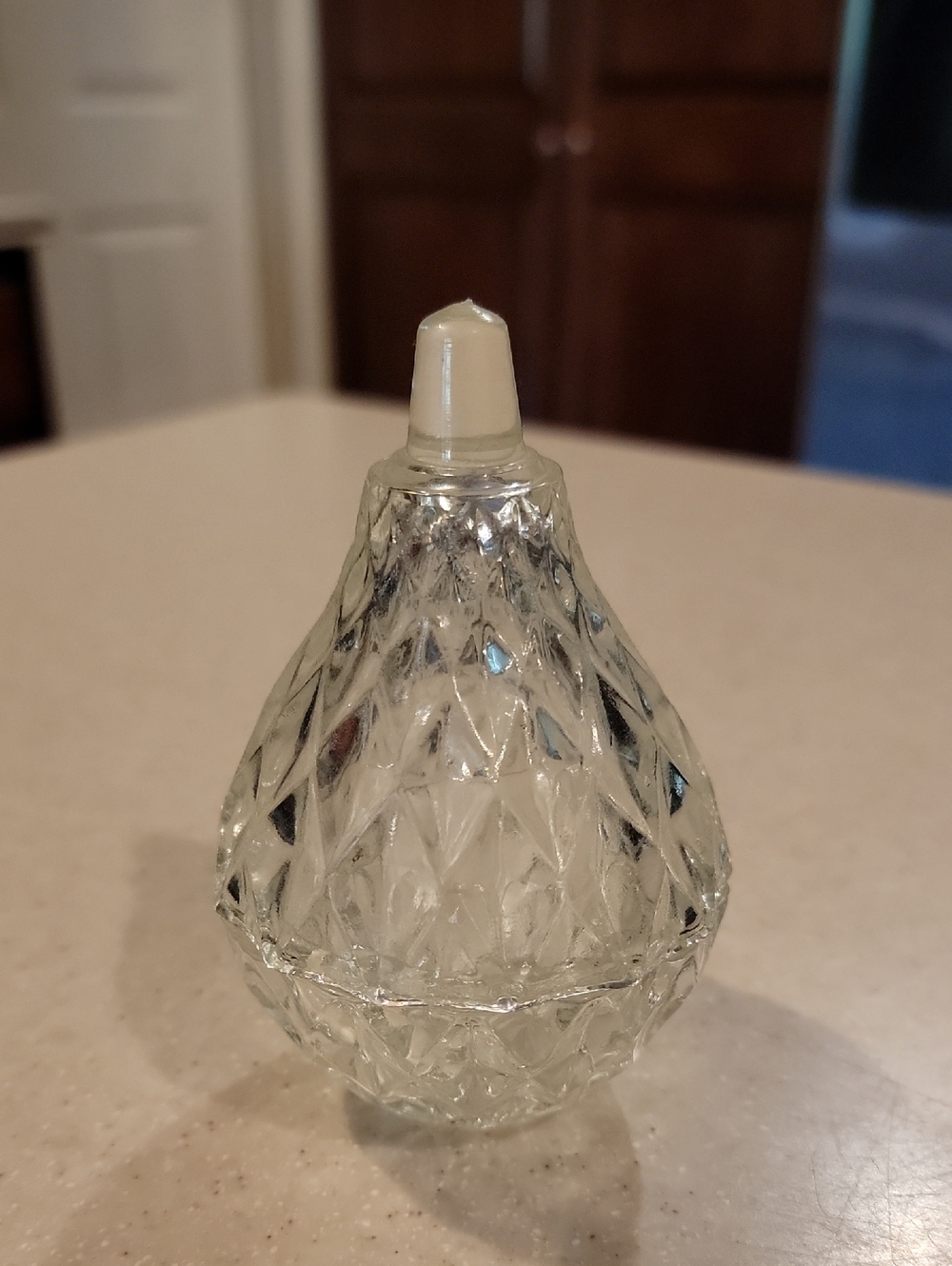 Clear Faceted Glass Trinket Jar with Removable Top
